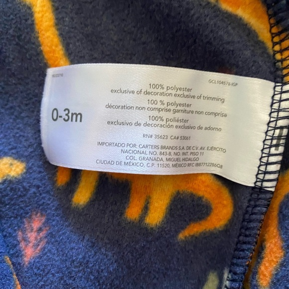 Carter's Vibrant Blue and Orange Dinosaur Footie Pajama - Picture 4 of 4